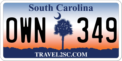 SC license plate OWN349