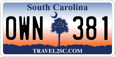 SC license plate OWN381