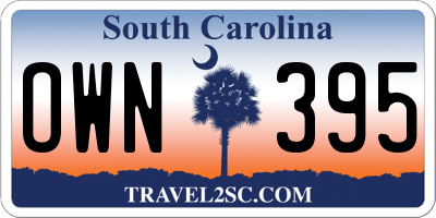 SC license plate OWN395