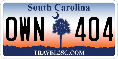 SC license plate OWN404