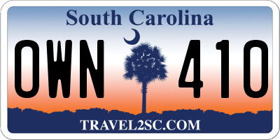SC license plate OWN410