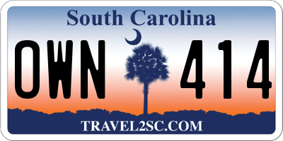 SC license plate OWN414