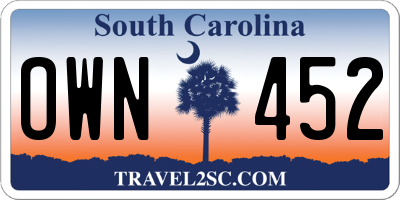 SC license plate OWN452