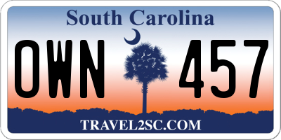 SC license plate OWN457