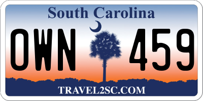 SC license plate OWN459