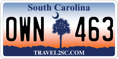 SC license plate OWN463