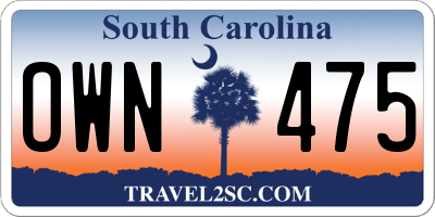 SC license plate OWN475
