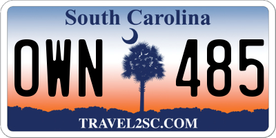 SC license plate OWN485