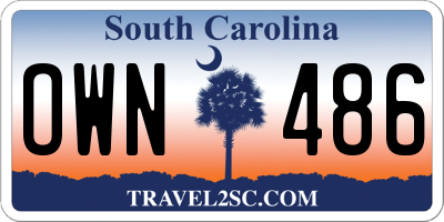 SC license plate OWN486