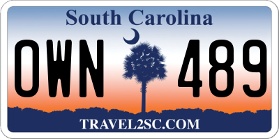 SC license plate OWN489