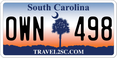 SC license plate OWN498