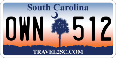 SC license plate OWN512