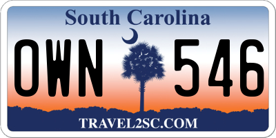 SC license plate OWN546