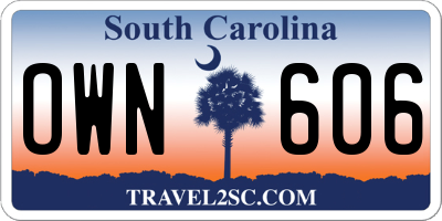 SC license plate OWN606