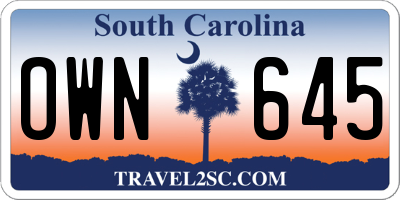 SC license plate OWN645