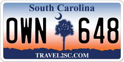 SC license plate OWN648