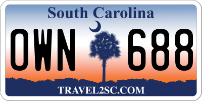 SC license plate OWN688