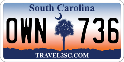 SC license plate OWN736