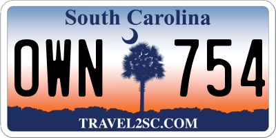 SC license plate OWN754