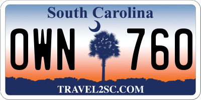 SC license plate OWN760