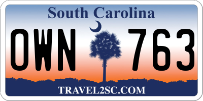SC license plate OWN763