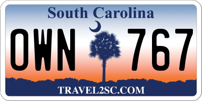 SC license plate OWN767