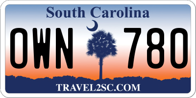 SC license plate OWN780