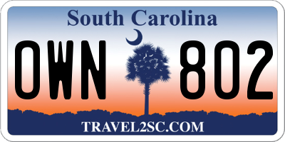 SC license plate OWN802