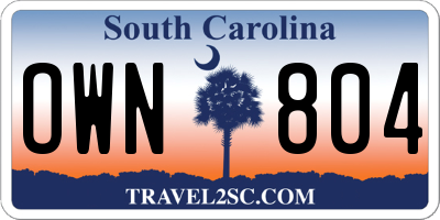 SC license plate OWN804