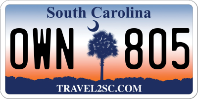 SC license plate OWN805