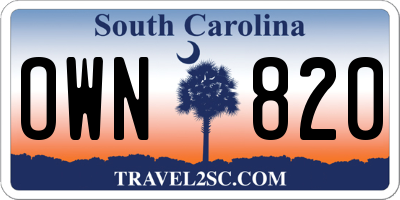 SC license plate OWN820