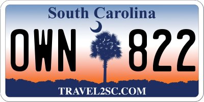 SC license plate OWN822