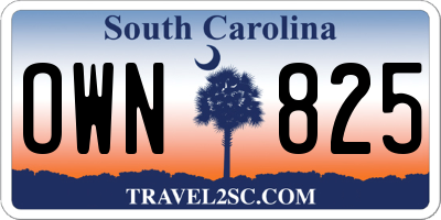 SC license plate OWN825