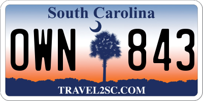 SC license plate OWN843
