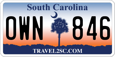 SC license plate OWN846
