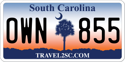 SC license plate OWN855