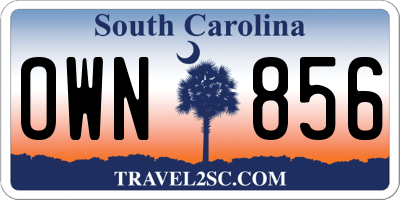 SC license plate OWN856