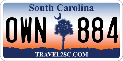 SC license plate OWN884