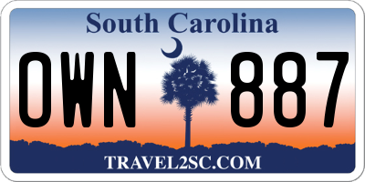SC license plate OWN887