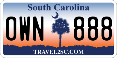 SC license plate OWN888