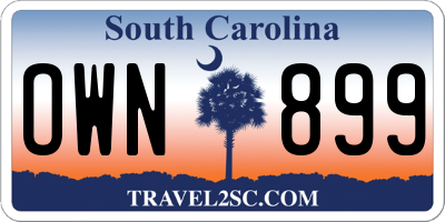 SC license plate OWN899