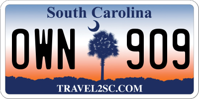 SC license plate OWN909