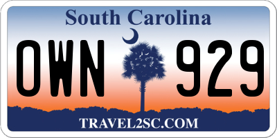 SC license plate OWN929