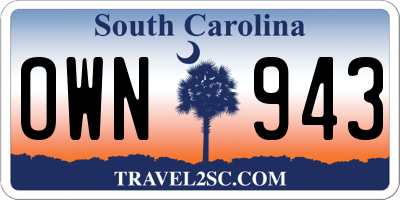 SC license plate OWN943