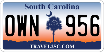 SC license plate OWN956