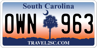 SC license plate OWN963