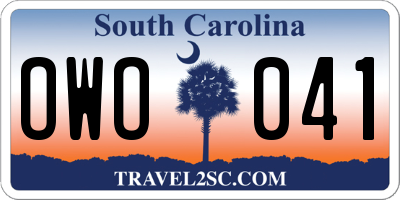 SC license plate OWO041