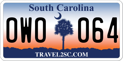 SC license plate OWO064