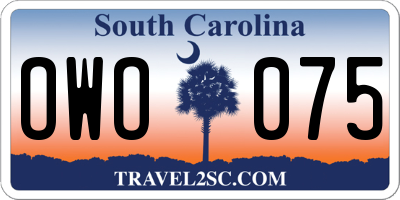 SC license plate OWO075