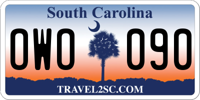 SC license plate OWO090